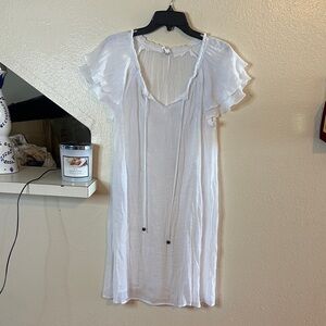 NAIF Flutter Sleeve White Mini Dress